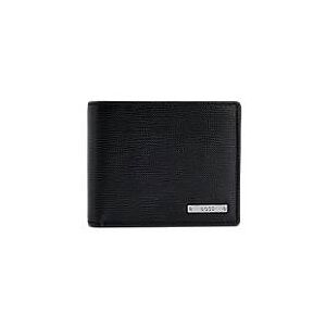 Embossed Italian-leather trifold wallet with logo plate