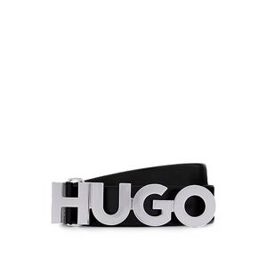 HUGO Italian-leather belt with logo buckle