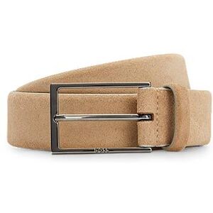 Boss Suede belt with logo and gunmetal buckle