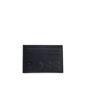 Grained-leather card holder with embossed logo