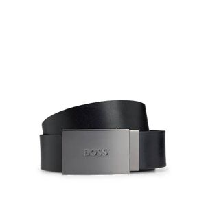Boss Italian-leather belt with branded plaque buckle