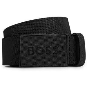 Boss Italian-leather belt with textured plaque buckle