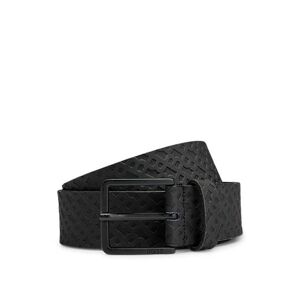 Boss Rubberised-leather belt with monogram print and tonal buckle