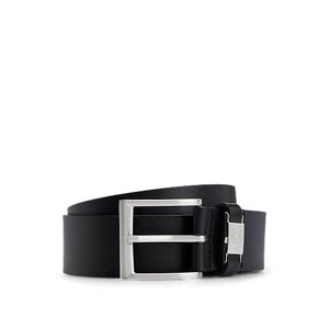 Boss Italian-leather belt with logo keeper and brushed hardware