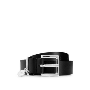 HUGO Italian-leather belt with logo-charm keeper