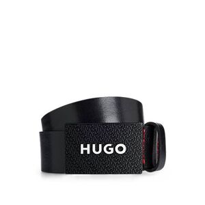 HUGO Italian-leather belt with branded plaque buckle