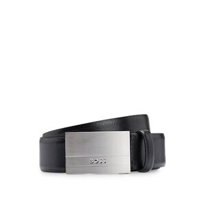 Boss Italian-leather belt with logo-plaque buckle