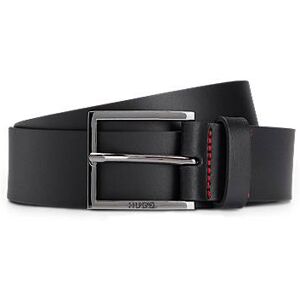 HUGO Leather belt with red stitching and branded buckle