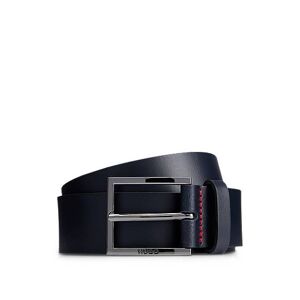 HUGO Leather belt with red stitching and branded buckle