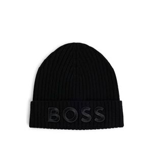 Boss Virgin-wool beanie hat with embroidered logo
