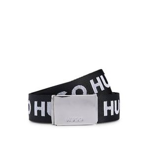 HUGO Logo-tape belt with branded plaque buckle