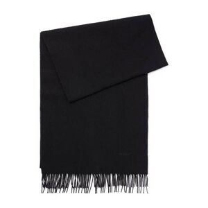HUGO Fringed wool scarf with embroidered logo