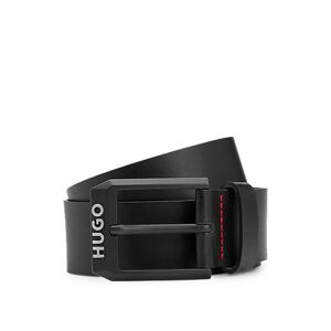 HUGO Leather belt with matte-black logo-trim buckle