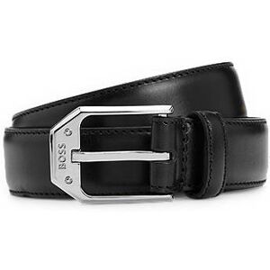 Boss Buffalo-leather belt with logo buckle in silver hardware