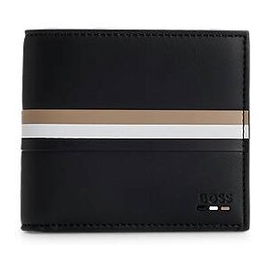 Boss Faux-leather wallet with signature stripe and polished hardware