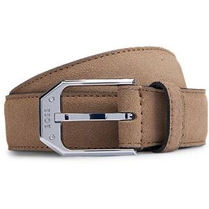 Boss Italian-made suede belt with angular branded buckle