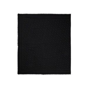 Boss Wool-blend scarf with monogram jacquard and fringing