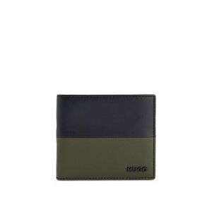 HUGO Two-tone wallet in nappa leather with logo lettering