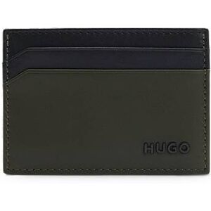 HUGO Two-tone leather card holder with logo lettering