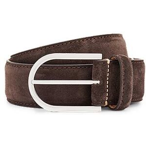 Boss Italian-suede belt with rounded brass buckle