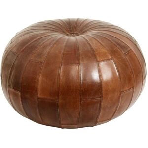 Nordal Rugby Round Leather Pouf Ø: 71 cm - Antique Brown