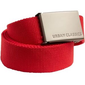 Urban Classics Unisex Canvas Belt for Men and Women, Fully Adjustable Fabric Belt, Length 120 cm, Width Approx. 3.7 cm, with Iron Buckle red