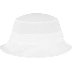 Flexfit Cotton Twill Bucket Hat Unisex Anglerhut für Damen und Herren, einfarbig, mit patentiertem  Band, Farbe Weiß, one size