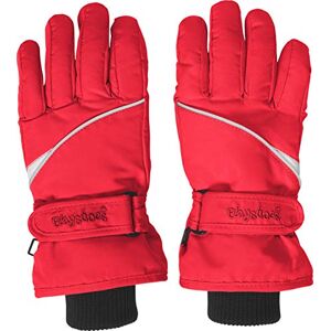 Playshoes Unisex Kids’ Full-Fingered Winter Gloves with Velcro Fastening, 8 red.