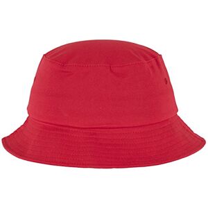 Flexfit Cotton Twill Bucket Hat Unisex Anglerhut für Damen und Herren, einfarbig, mit patentiertem  Band, Farbe Rot, one size