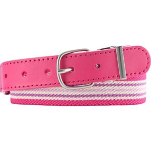 Playshoes Elastic Stripe Girl's Belt with Genuine Leather Pink/Striped 55 cm
