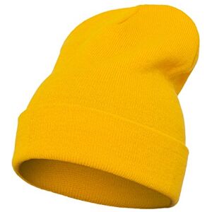 Flexfit Unisex Mütze Heavyweight Long Beanie Damen / Herren Strick-Mütze, Gold, One size