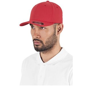Flexfit 5 Panel Baseball Cap – Unisex Hat, Cap for Men and Women, Plain Base Cap, All-Round Closed, red, L-XL