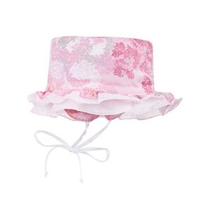maximo Mädchen Hut, Ohrenklappen und Bindeband Mütze, Mehrfarbig (mandelblüte-blüten 7), 45 cm
