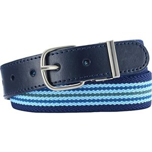 Playshoes Elastic Stripe Girl's Belt with Genuine Leather Light Blue/Navy 55 cm