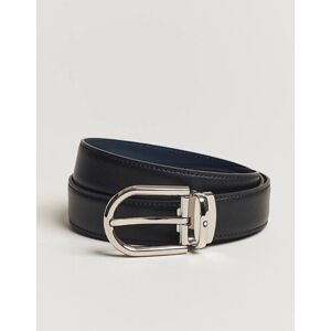 Montblanc Reversible Horseshoe Leather Belt 30mm Blue/Black Grain men One size Sort,Blå