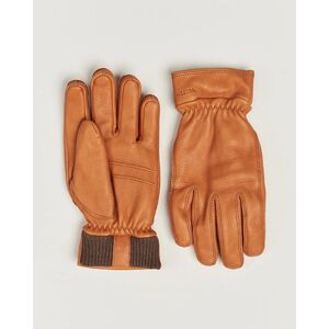 Hestra Kjetil Deerskin Rib Knitted Cuff Glove Cognac men 8 Orange
