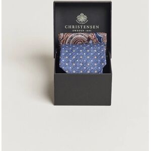 Amanda Christensen Box Set Printed Linen 8cm Tie With Pocket Square Na men One size Blå,Flerfarvet