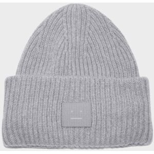 Acne Studios Ribbed Knit Beanie Hat Grey Melange ONESIZE