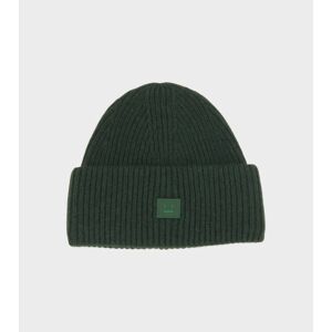 Acne Studios Ribbed Knit Beanie Hat Bottle Green ONESIZE