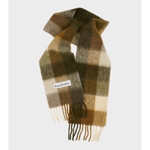 Acne Studios Mohair Checked Scarf Taupe/Green/Black ONE SIZE