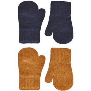 Celavi Luffer - Uld/nylon - 2-Pak - Pumpkin Spice/navy - Celavi - 1-2 År (80-92) - Vanter/luffer