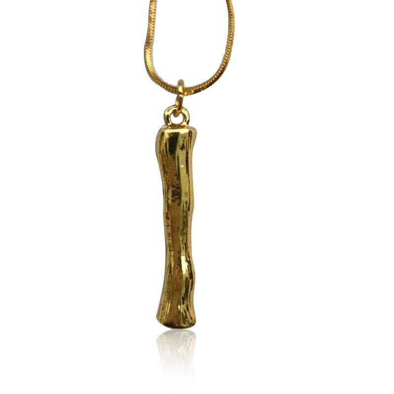 Gold Finish Bamboo Letter Necklace I 49 cm Halsk&aelig;de