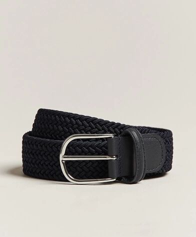 Anderson's Stretch Woven 3,5 cm Belt Navy men 85 Blå