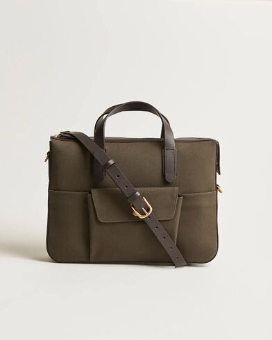 Mismo M/S Canvas Briefcase Army/Dark Brown men One size Grøn