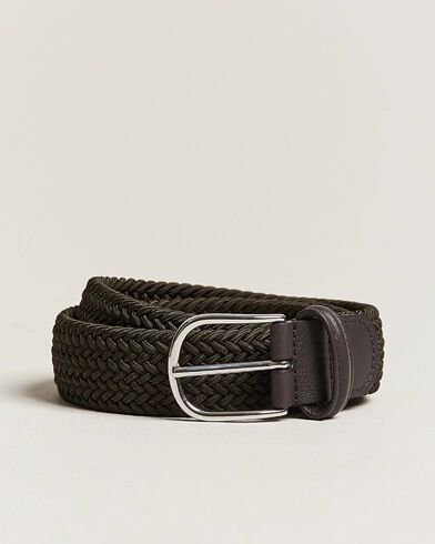 Anderson's Stretch Woven 3,5 cm Belt Green men 85 Grøn