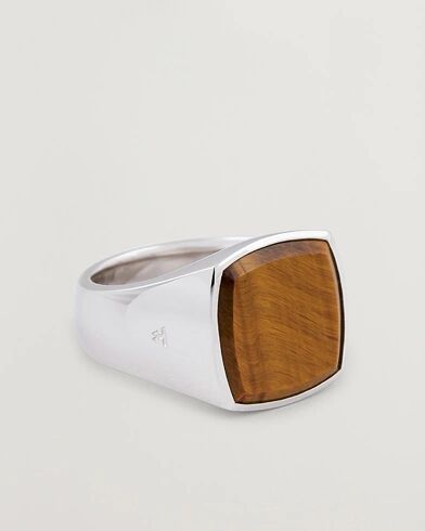 Tom Wood Cushion Tiger Eye Ring Silver men S Sølv