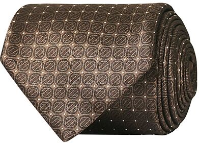 Ermenegildo Zegna Monogram Silk Print Tie Brown men One size Brun