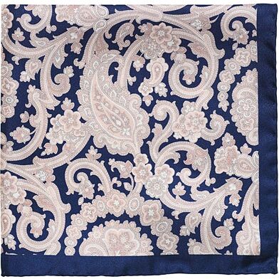 Amanda Christensen Printed Silk Twill Paisley Pocket Square Navy men One size Blå