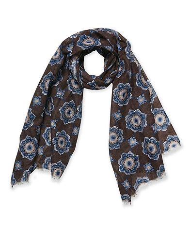 Amanda Christensen Cotton/Linen Printed Medallion Scarf Brown men One size Brun