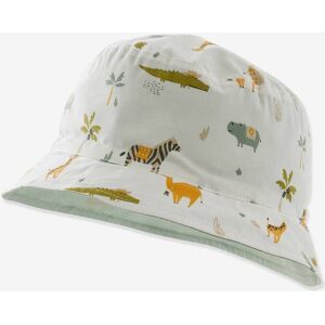 VERTBAUDET Sombrero bob reversible con animales, para bebé niño blanco claro estampado